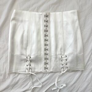Lioness White Mini Pencil Skirt with Tie Front
